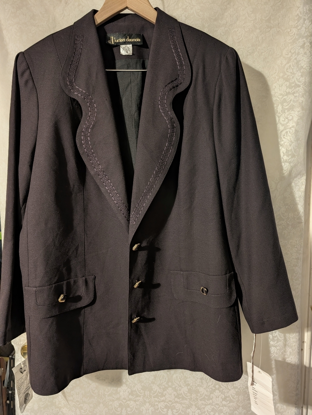 Lucien Daunois New With‎ Tags 100% Wool Black Blazer